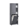 SoBuy BZR104-DG Vysoká skříňka s pytlem na prádlo Koupelnová skříňka úzká Skříňka na prádlo Koupelnová skříňka Koupelnový nábytek
