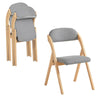 SoBuy FST92-Nx2 Skládací židle, čalouněné dřevo, sada 2 kusů - ergonomická kuchyňská a jídelní židle, skládací a prostorově úsporná, kompletně smontovaná, do kuchyně, na balkon, do kanceláře, světle šedá 47,5 x 77 x 59 cm