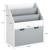 KMB17-HG Dětská knihovna Dětská police se 3 přihrádkami Odkládací police Bílá/Šedá 63x70x30cm