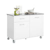 SoBuy FKW117-W Designový kuchyňský vozík Kuchyňský ostrůvek Kuchyňská skříňka Příborník Bílý 120x90x56cm