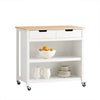 SoBuy FKW74-WN Kuchyňský ostrůvek Kuchyňský vozík Kuchyňský stůl Bílá-přírodní 98x94x58cm
