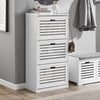 SoBuy FSR108-W Botník se 3 klopami Botník se 2 háčky Bílá 55x112x30cm