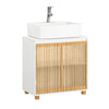 SoBuy BZR125-W Umyvadlová spodní skříňka Koupelnová skříňka Koupelnový nábytek Bílá-přírodní 60x60x33cm