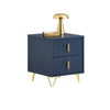 SoBuy FBT115-B Noční stolek, noční stolek se 2 zásuvkami, moderní odkládací stolek do ložnice a obývacího pokoje, modrý Š40 x H40 x V47 cm