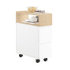 SoBuy FBT155-WN Ultratenký pojízdný odkládací stolek se 2 zásuvkami, mobilní noční stolek do malého prostoru 50x20x61cm