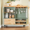 SoBuy FKW114-GR Designový kuchyňský vozík s pracovní deskou Kuchyňský ostrůvek Kuchyňská skříňka Kuchyňský vozík Zelený 109 x 92 x 40 cm