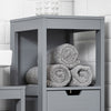 SoBuy FRG127-SG Koupelnová komoda koupelnová skříňka s podložkou koupelnový nábytek tmavě šedý cca: 30x90x30cm