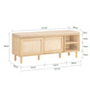 SoBuy FSR163-N Lavice na boty s úložným prostorem Lavice do předsíně s posuvnými dveřmi Komoda na boty Sedací komoda Přírodní 121×49×35 cm
