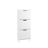 SoBuy FSR177-H-W Vyklápěcí botník se 3 dvířky Botník Úzký botník Bílá 50x130x19 cm