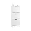 SoBuy FSR177-H-W Vyklápěcí botník se 3 dvířky Botník Úzký botník Bílá 50x130x19 cm
