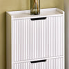 SoBuy FSR177-H-W Vyklápěcí botník se 3 dvířky Botník Úzký botník Bílá 50x130x19 cm