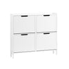 SoBuy FSR177-L-W Vyklápěcí botník se 4 dvířky Botník Úzký botník Bílá 100x91x19 cm