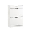 SoBuy FSR180-W Výklopník na boty se 4 klapkami Botník s 8 policemi Botník úzký Komoda na boty Botník bílý WD cca 60x90x30cm
