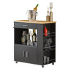 SoBuy FKW113-SCH Servírovací vozík Kuchyňský vozík Kuchyňský ostrůvek Černý 82x88x46cm