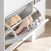SoBuy FSR107-W Botník se 3 klopami a 1 dvířky Botník s taburetem Bílý 95x121x30cm