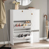 SoBuy FSR107-W Botník se 3 klopami a 1 dvířky Botník s taburetem Bílý 95x121x30cm