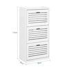 SoBuy FSR108-W Botník se 3 klopami Botník se 2 háčky Bílá 55x112x30cm