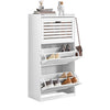 SoBuy FSR108-W Botník se 3 klopami Botník se 2 háčky Bílá 55x112x30cm